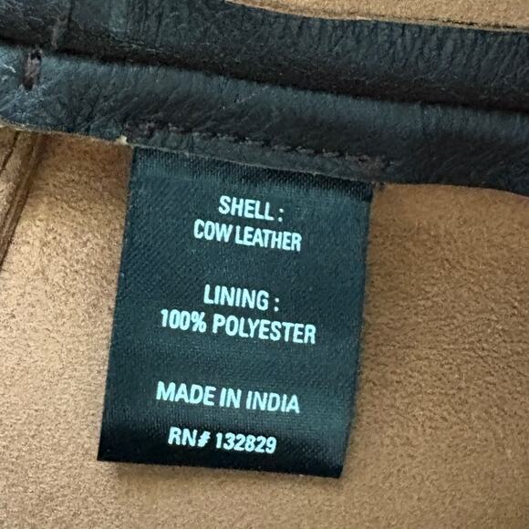 GRLFRND Brown Western Leather Biker Mini Skirt XXS Genuine Cowhide Y2K Moto NWT - Picture 7 of 8